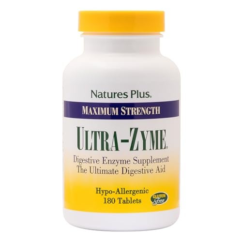 NaturesPlus UltraZyme 180 Tablets Enzyme Supplement to Support Healthy Digestion Gluten Free 90 Servings